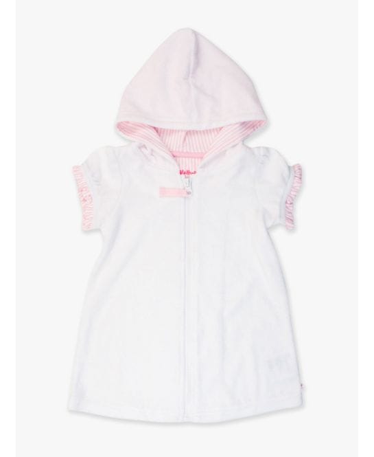 RuffleButts + RuggedButts Baby White Terry Full-Zip Cover-Up
