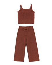 Fuzzy Knit Lounge Set || Brick