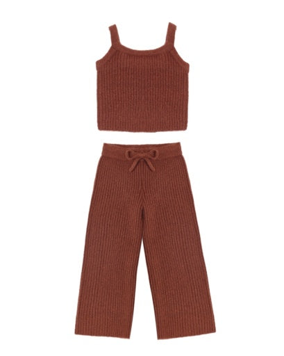 Fuzzy Knit Lounge Set || Brick