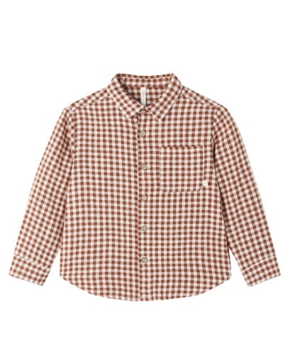 Collared Long Sleeve Shirt || Brick Check