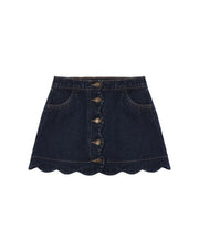 Scallop Mini Skirt || Dark Indigo