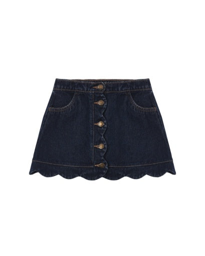 Scallop Mini Skirt || Dark Indigo