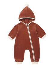 Velour Zip Jumpsuit || Redwood