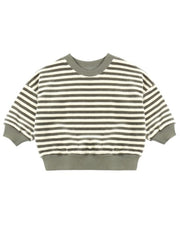 Velour Relaxed Sweatshirt || Spruce Stripe