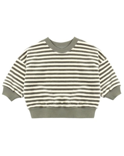 Velour Relaxed Sweatshirt || Spruce Stripe