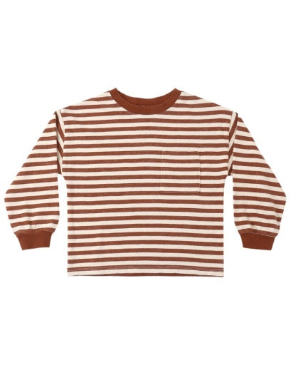 Relaxed Long Sleeve Tee || Brick Stripe