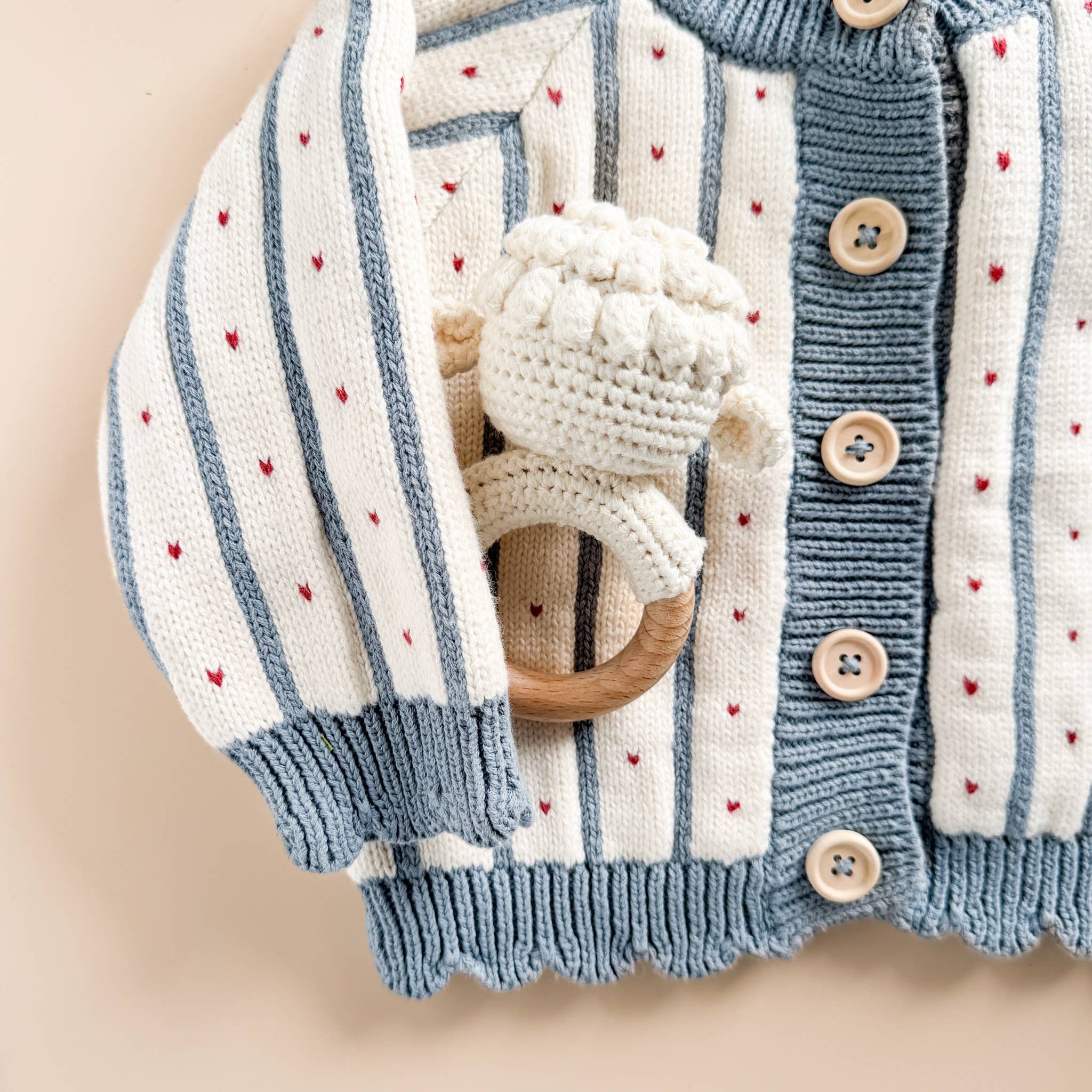 The Blueberry Hill Baby Cotton Stripe Heart Cardigan