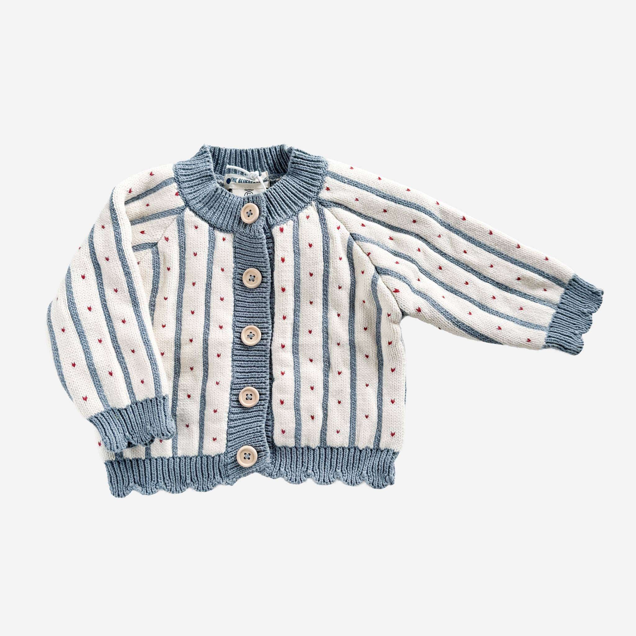 The Blueberry Hill Baby Cotton Stripe Heart Cardigan