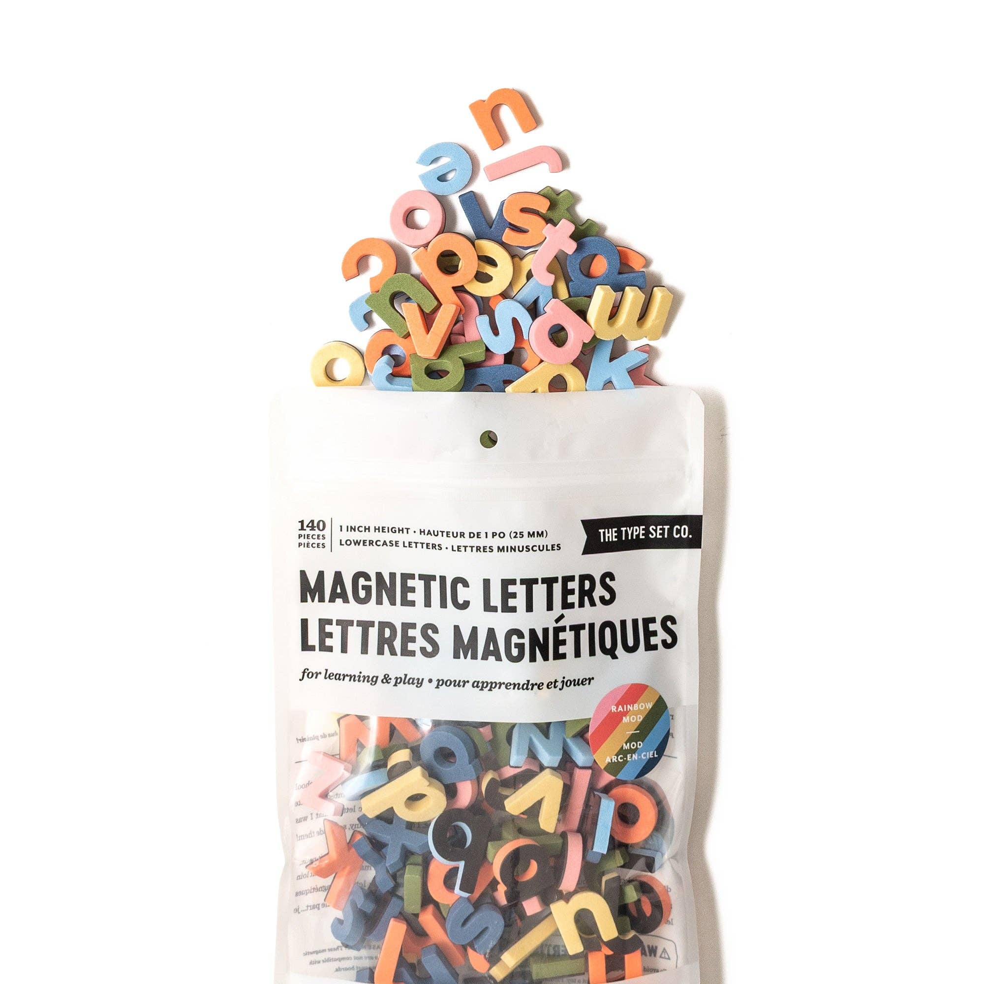 The Type Set Co. Baby 1" 140pc Lowercase Magnetic Letters in Rainbow Mod